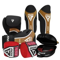 Zestaw startowy do kickboxingu RDX Aura T-17 czarno-złoty