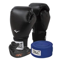 Zestaw Everlast Rękawice Pro Style 2 czarne + bandaże + szczęka