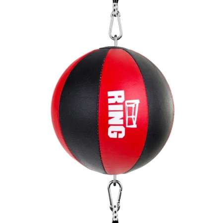 RING Gruszka refleksowa skóra naturalna czarno-czerwona