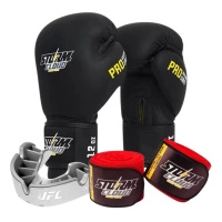 Zestaw Rękawice StormCloud Boxing Pro czarne + bandaże + szczęka