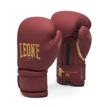 Zestaw Rękawice Leone Bordeaux + bandaże + szczęka