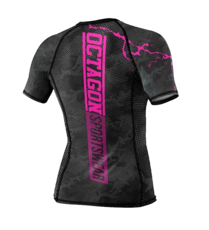 Octagon Rashguard damski PREMIUM Marble Camo black/pink