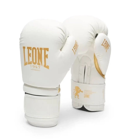 Zestaw Rękawice Leone WHITE&GOLD + bandaże + szczęka