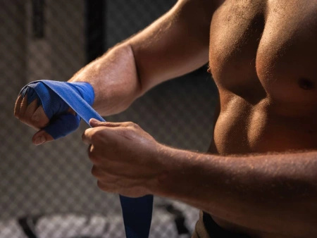 DBX Bushido Bandaże bokserskie bawełniane niebieskie 4 m