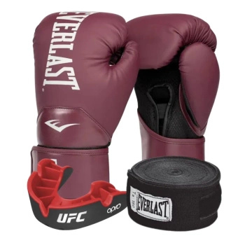 Zestaw Everlast Rękawice Pro Style Elite 2 Bordeaux + bandaże + szczęka