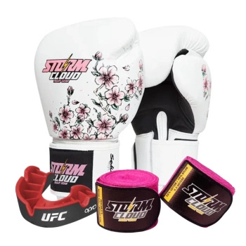Zestaw Rękawice StormCloud MuayThai Sakura + bandaże + szczęka