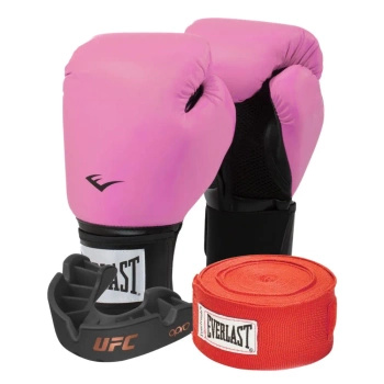 Zestaw Everlast Rękawice Pro Style 2 różowe + bandaże + szczęka